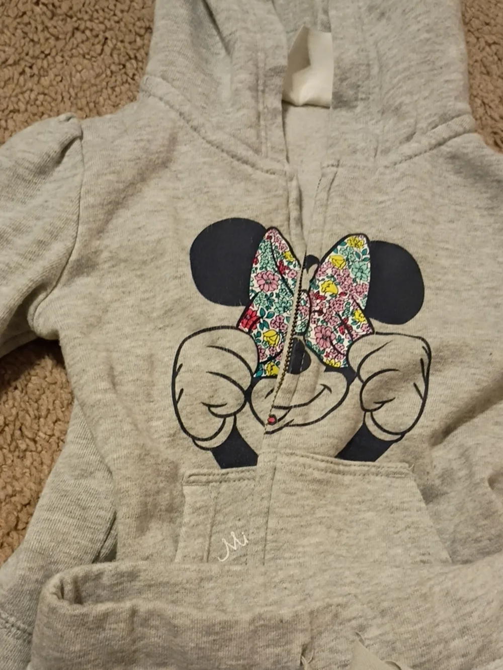 GAP Kids Gray Hooded Sweatshirt with Floral-Print Character